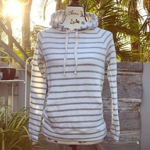 J.Crew white & gray stripe hoodie size XXS